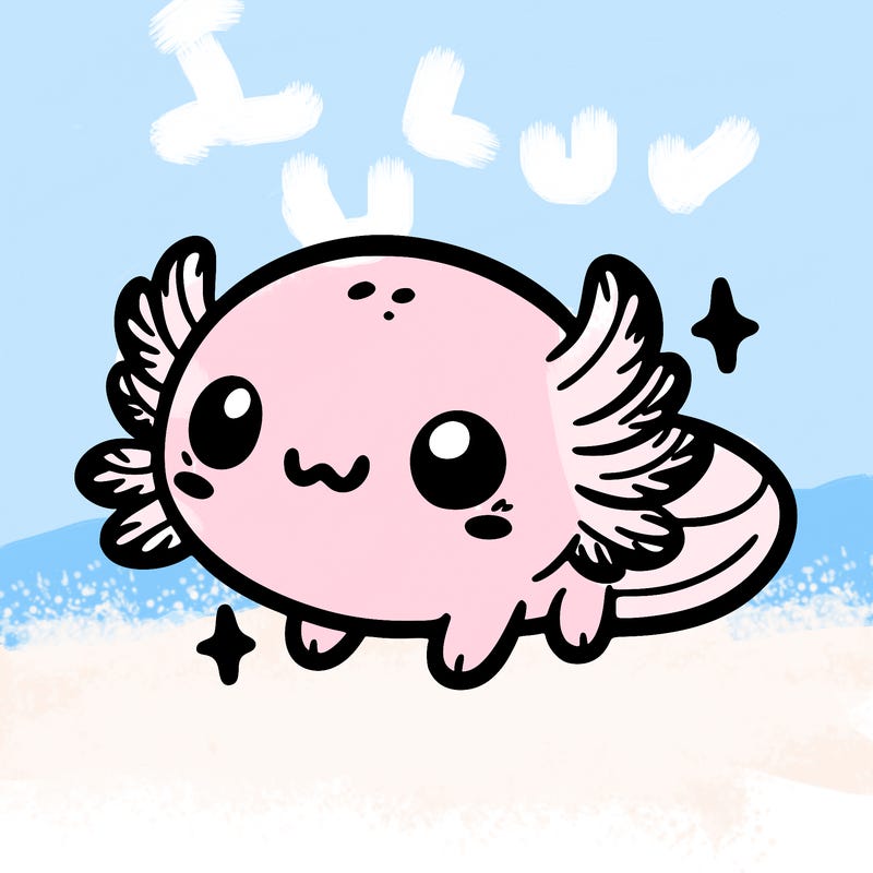 cute easy baby axolotl