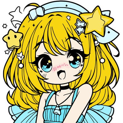 cute anime girl with star accessories