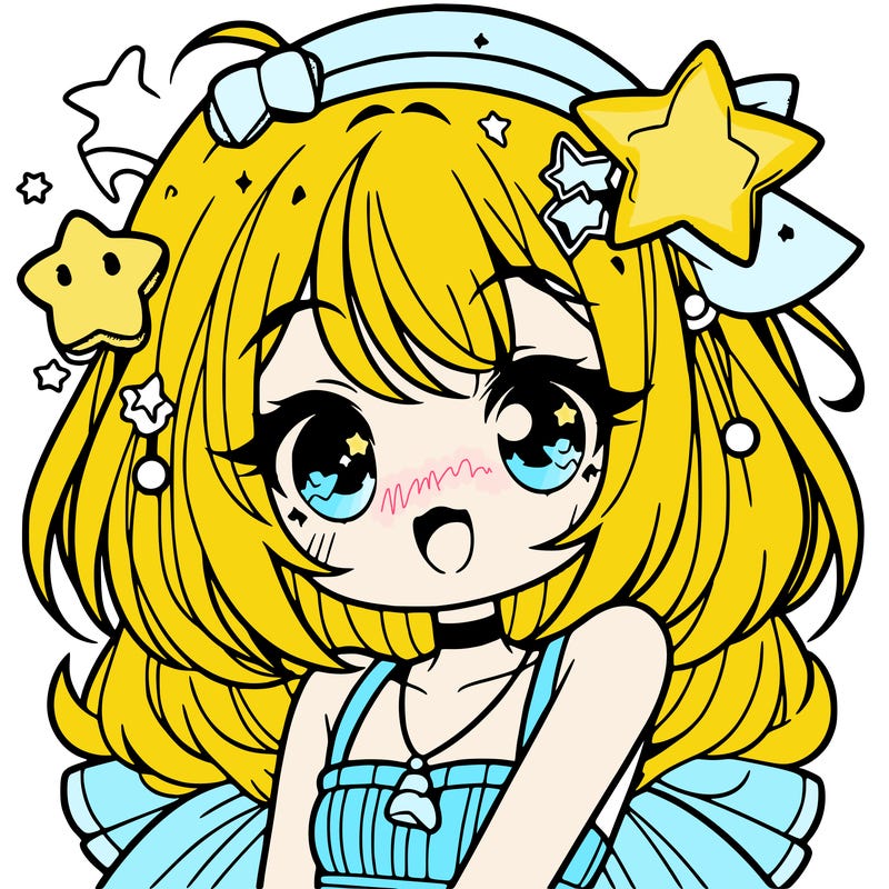 cute anime girl with star accessories