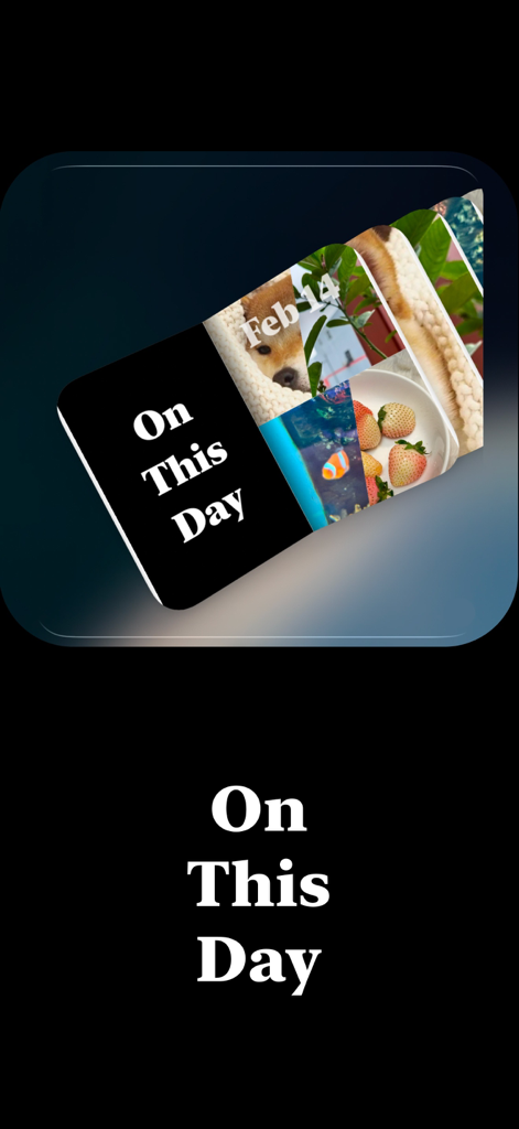 A 3D photo flipbook in the FlipYear app displaying memories from a specific calendar date