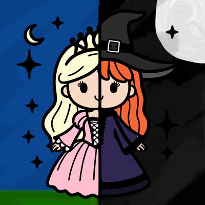 split princess and witch