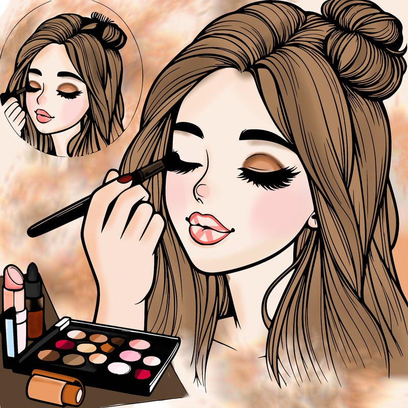 realistic girl doing makeup
