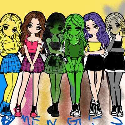 a group of girls realistic