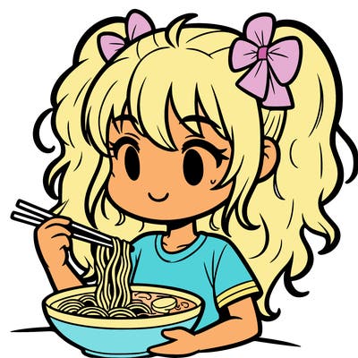 a girl eating ramen