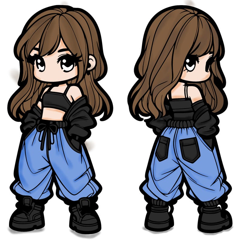 girl in crop top and baggy pants