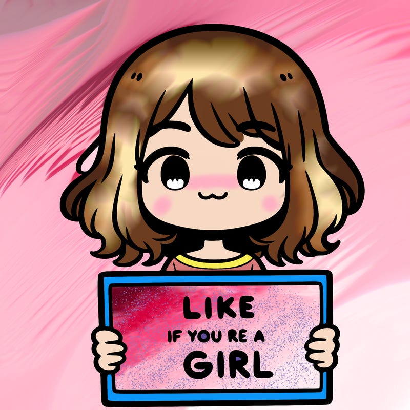 a cute girl holding a sign that says like if you’re a girl