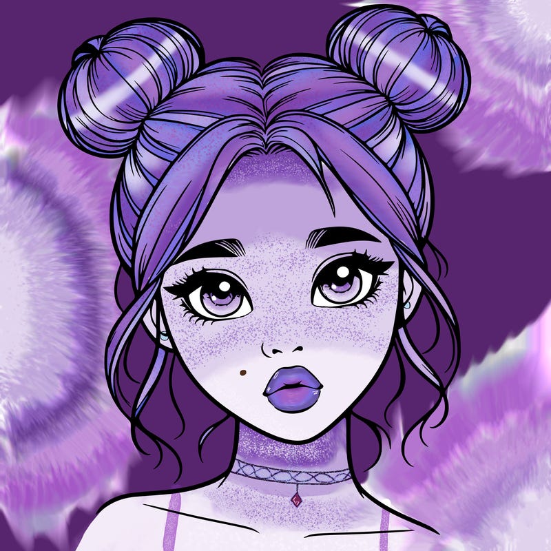 realistic girl with two buns on her head