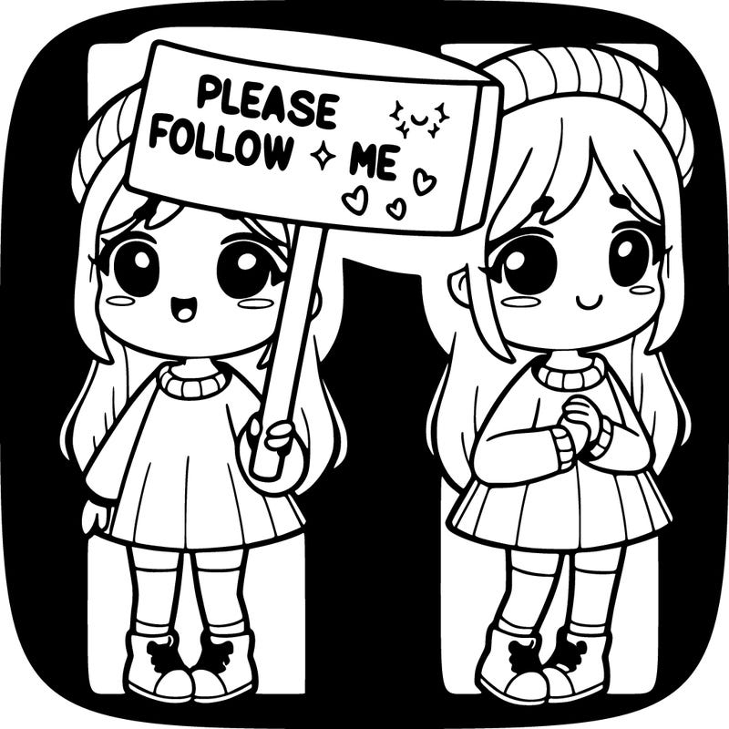 a girl holding  a sign  saying please  follow  me