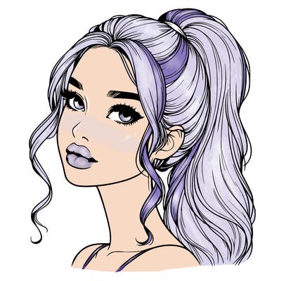 realistic girl with a ponytail on her hair and lips