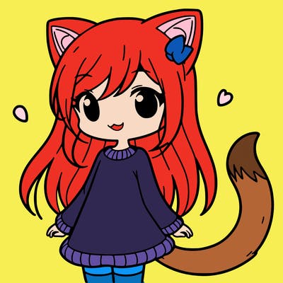 girl with cat ears and tail