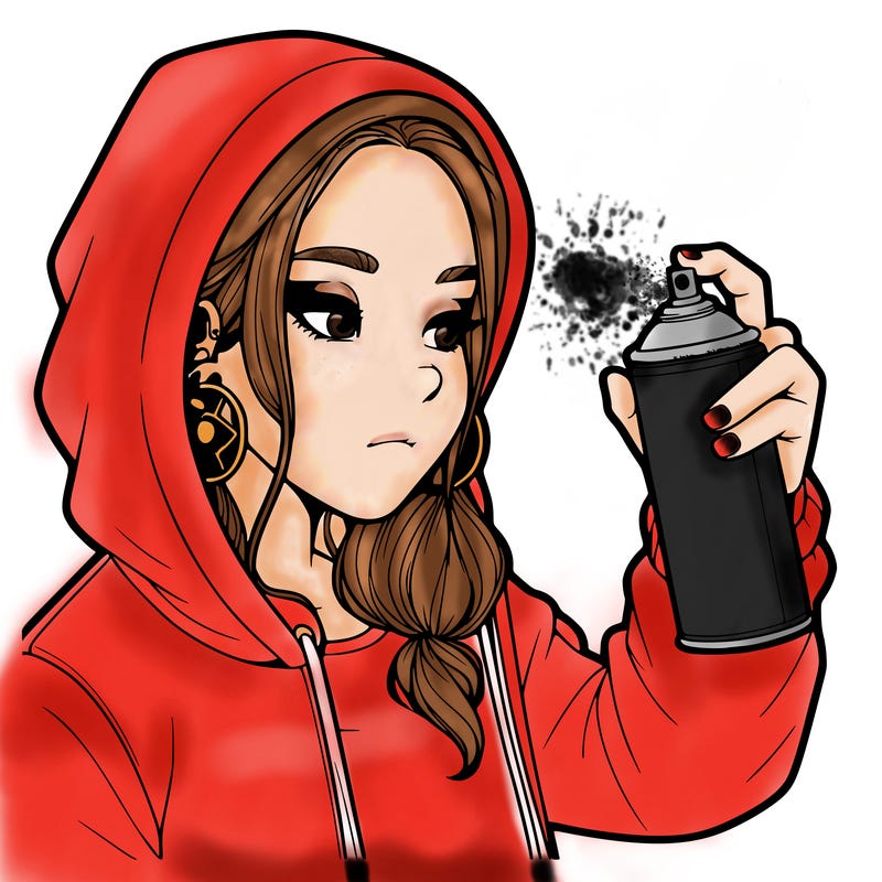 a realistic girl, spray painting