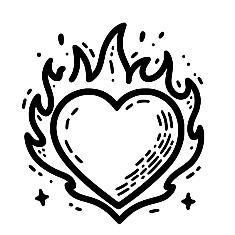 heart with fire