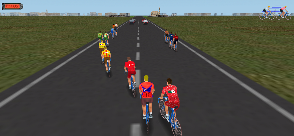 Ciclis 3D - The Cycling Game - Una simulación de carrera de ciclismo de carretera en 3D que muestra a los jugadores en un pelotón.