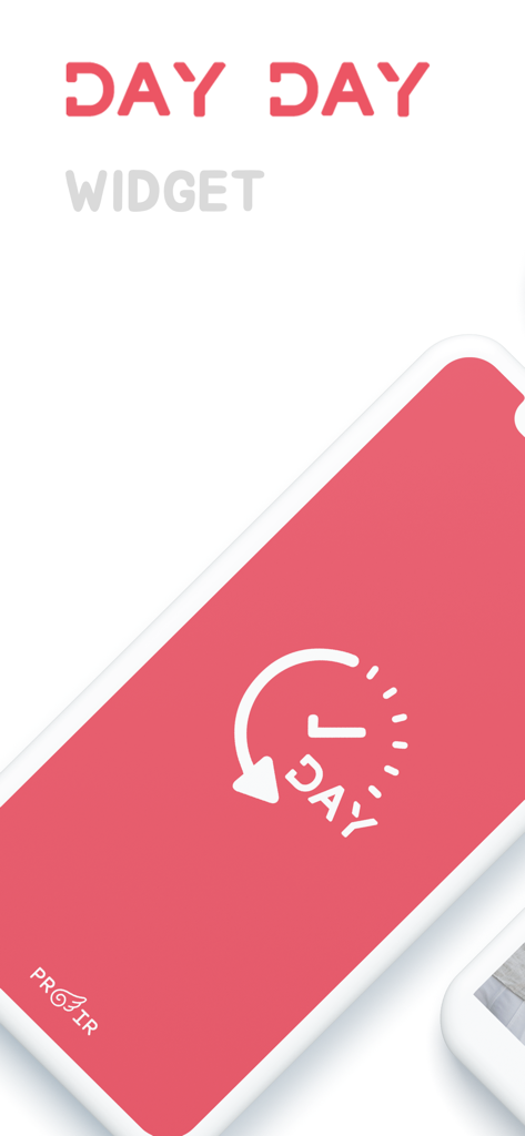 DAY DAY Widget - Tela de splash do aplicativo Day Day Widget com um design minimalista em rosa e um ícone circular de contagem regressiva.