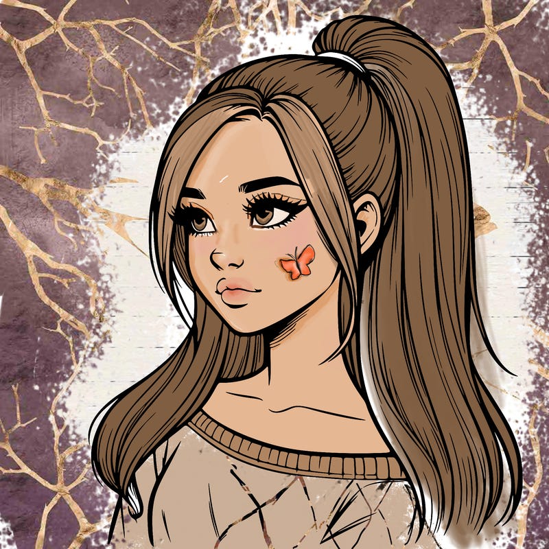 realistic girl with a high ponytail