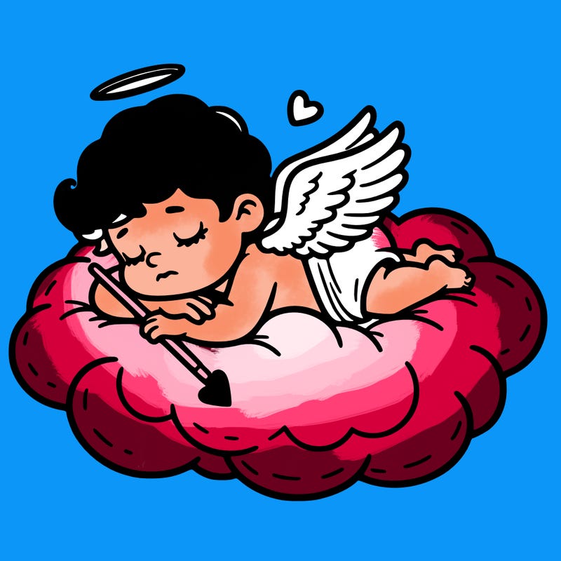 cupid asleep on a cloud