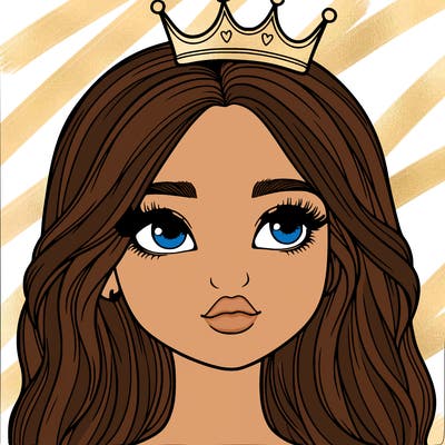 a realistic girl with a crown on