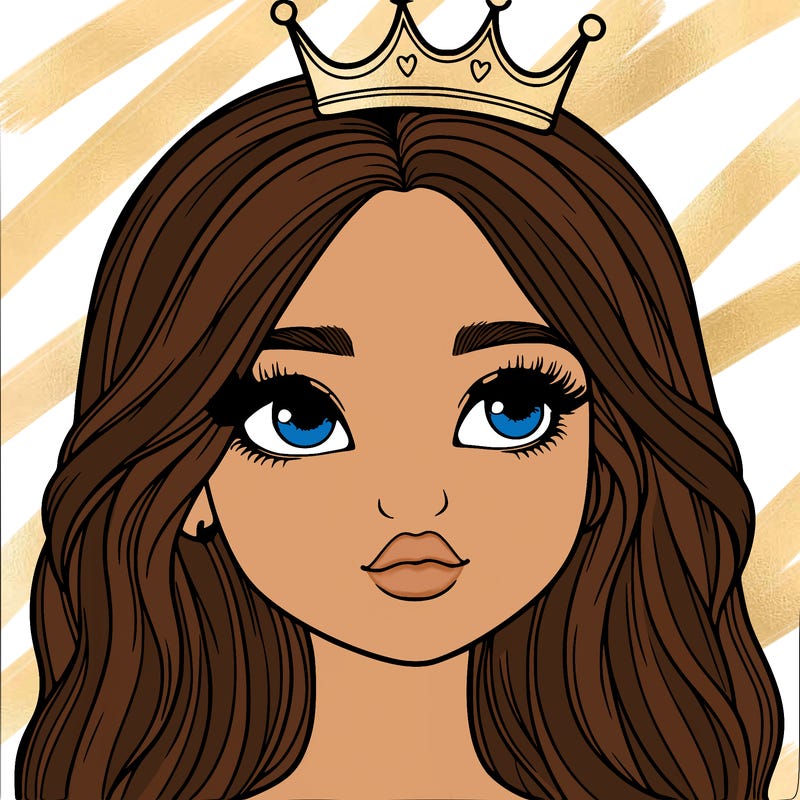 a realistic girl with a crown on