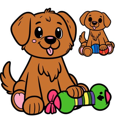 dog with a dog toy￼