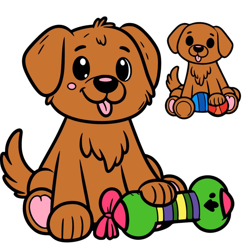 dog with a dog toy￼