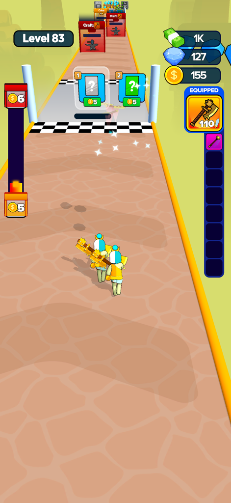 エイジブレイカーズのゲームプレイ画面。レベル83でキャラクターの進行状況とスキル選択カードが表示されている。