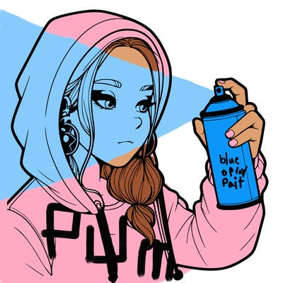 a realistic girl, spray painting