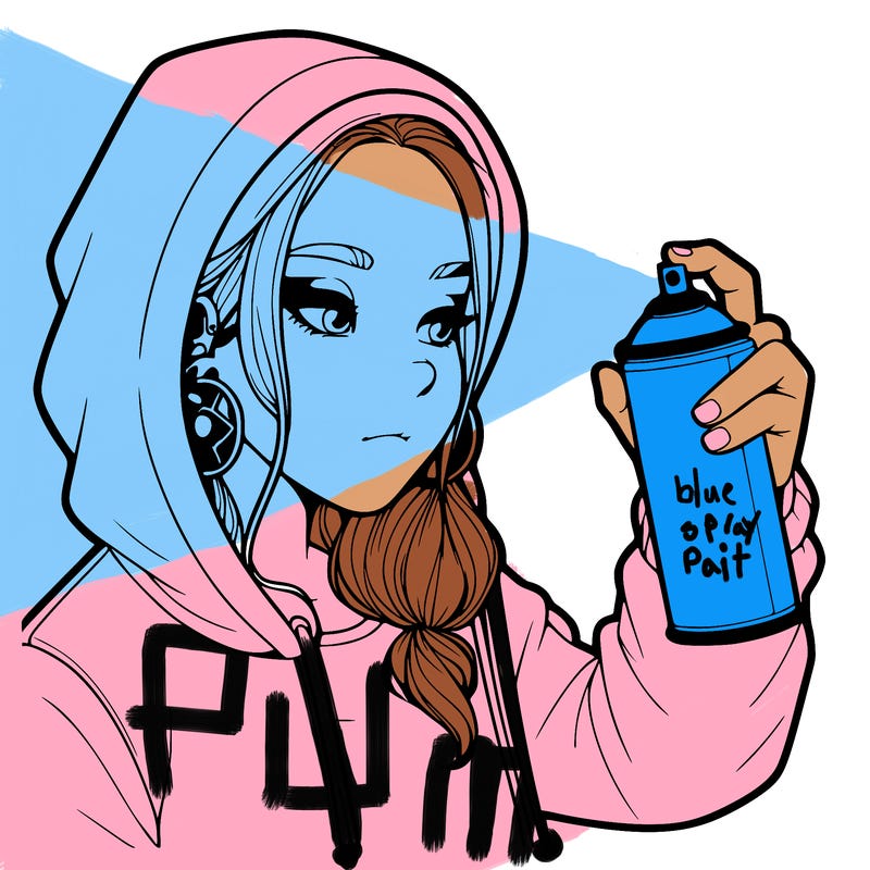 a realistic girl, spray painting