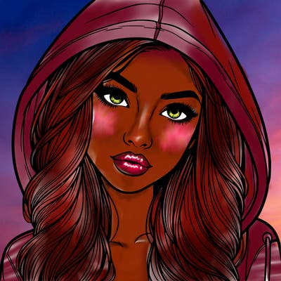 realistic beautiful girl with a hood on