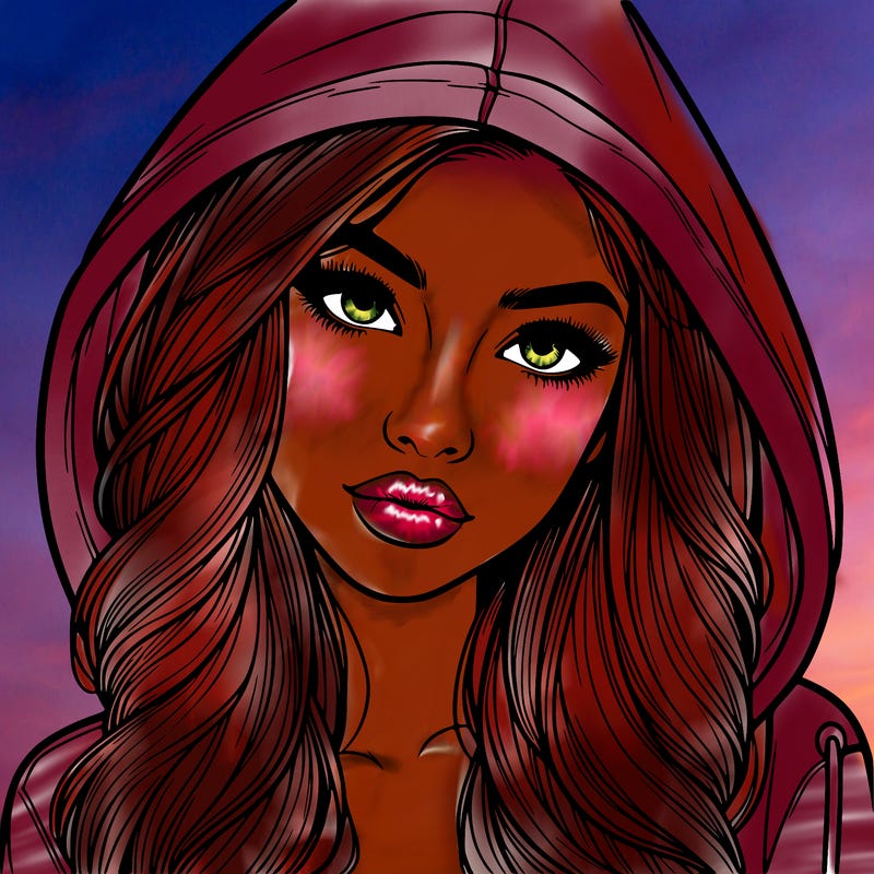 realistic beautiful girl with a hood on