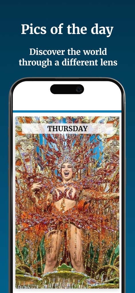 Scottish Daily Mail app interface showing the Pics of the day section with a vibrant photo feature