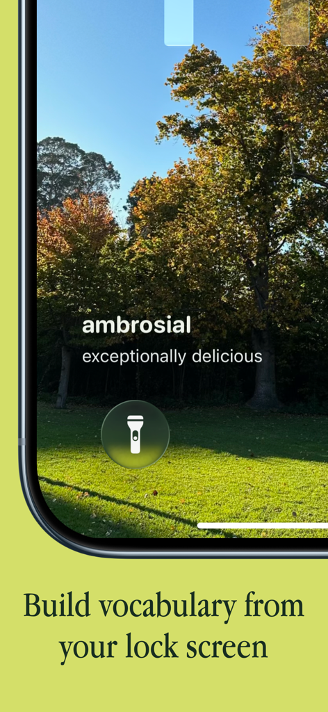 LookUp app word of the day feature on an iPhone lock screen