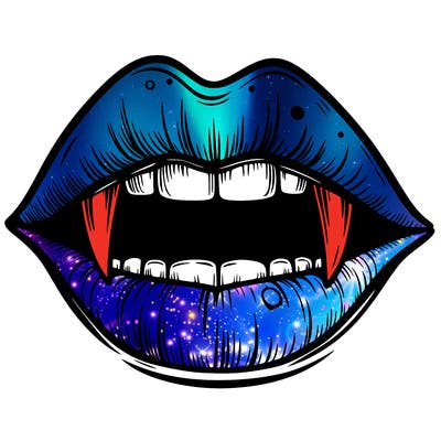 lips with vampire teeth