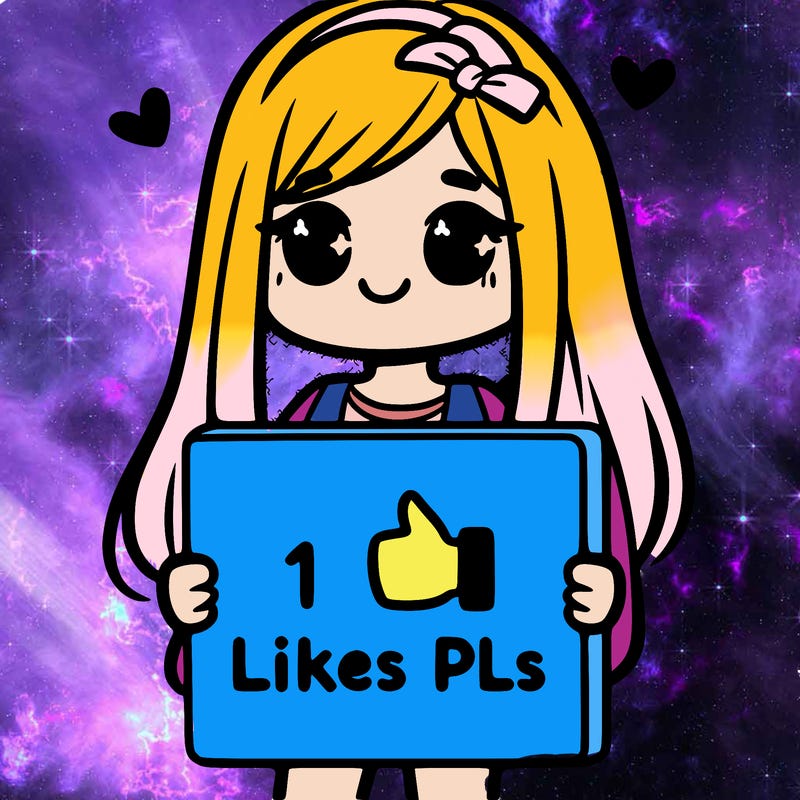 girl holding a sign saying 10 likes pls
