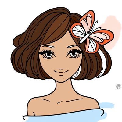 woman with butterfly short hair