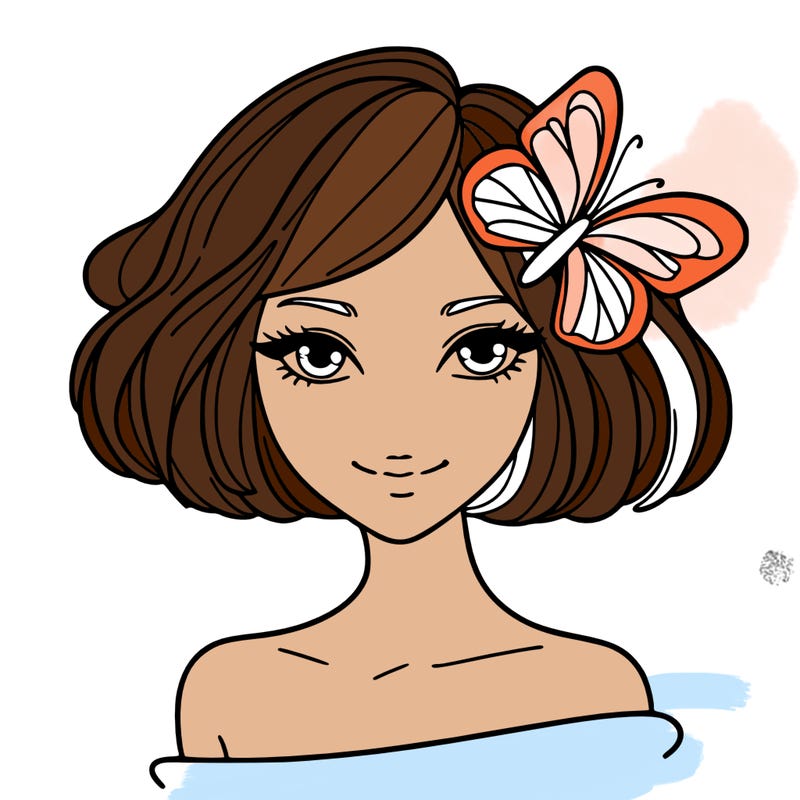 woman with butterfly short hair