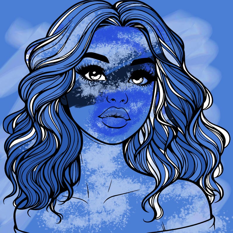 realistic girl with wavy hair and lips