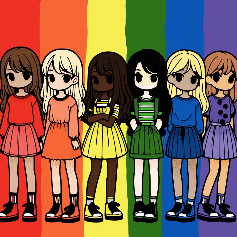 7 girls lined up