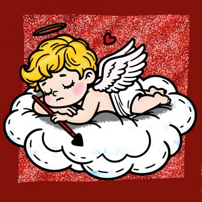 cupid asleep on a cloud