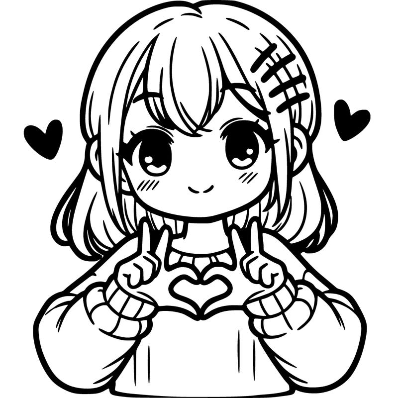 cute girl doing heart with fingers