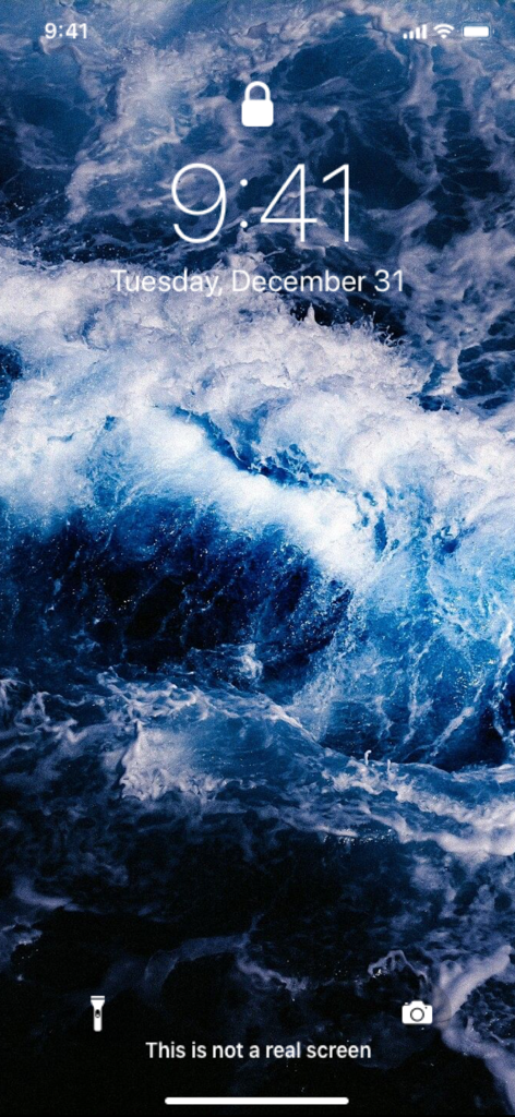 Wallpaper App for iPhone - A high quality wallpaper featuring crashing blue ocean waves on an iPhone lock screen