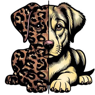 realistic dog split picture