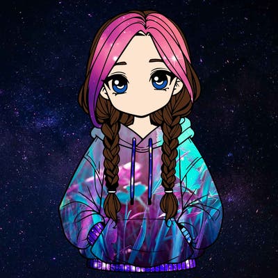 a realistic girl with a oversized hoodie and she has braids