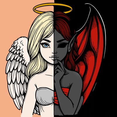 realistic angel half demon