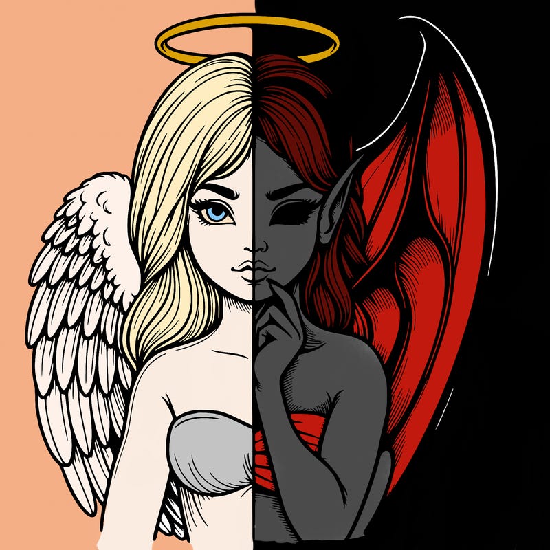 realistic angel half demon