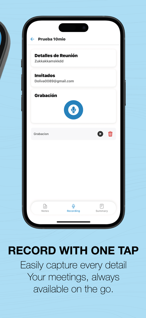 Whisper AI: Voice to Text Pro - Interface of Whisper AI Voice to Text Pro app showing one-tap recording for meeting notes