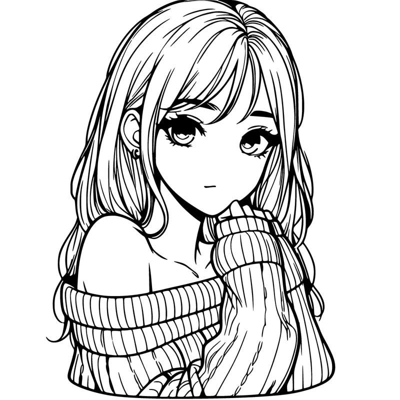 realistic girl with off-shoulder sweater