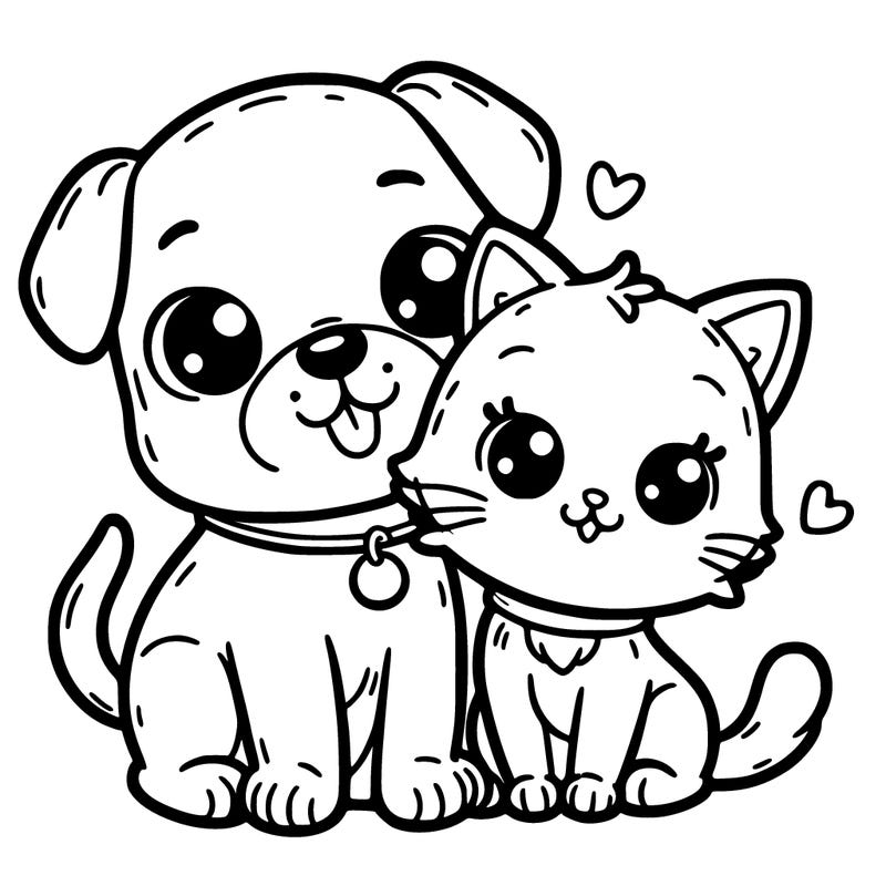cute dog and cat together
