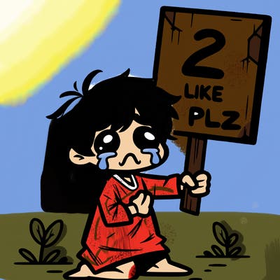 small poor toddler crying with sign that says 2 like plz