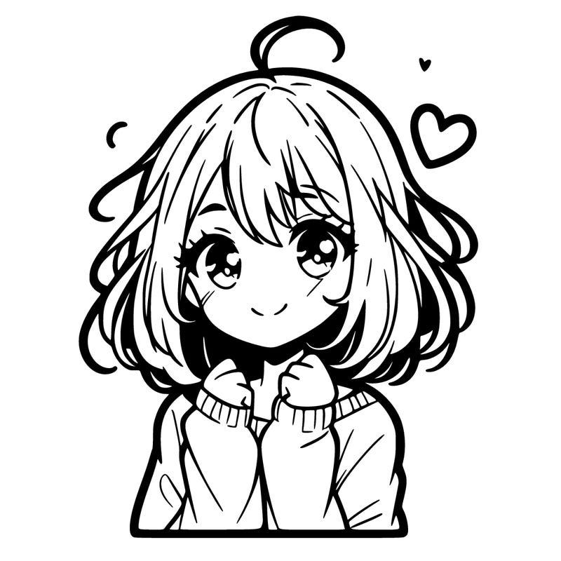 a manga girl with a heart for hair