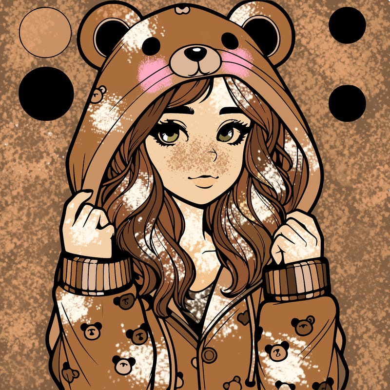 realistic girl in a animal pjs hoodie